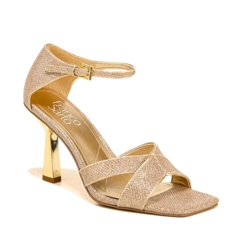 NWOT FRANCO SARTO Raina Ankle Strap Sandal Gold 8